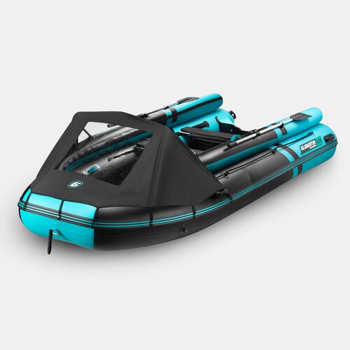 Надувная лодка GLADIATOR E450X PRO черно-бирюзовый